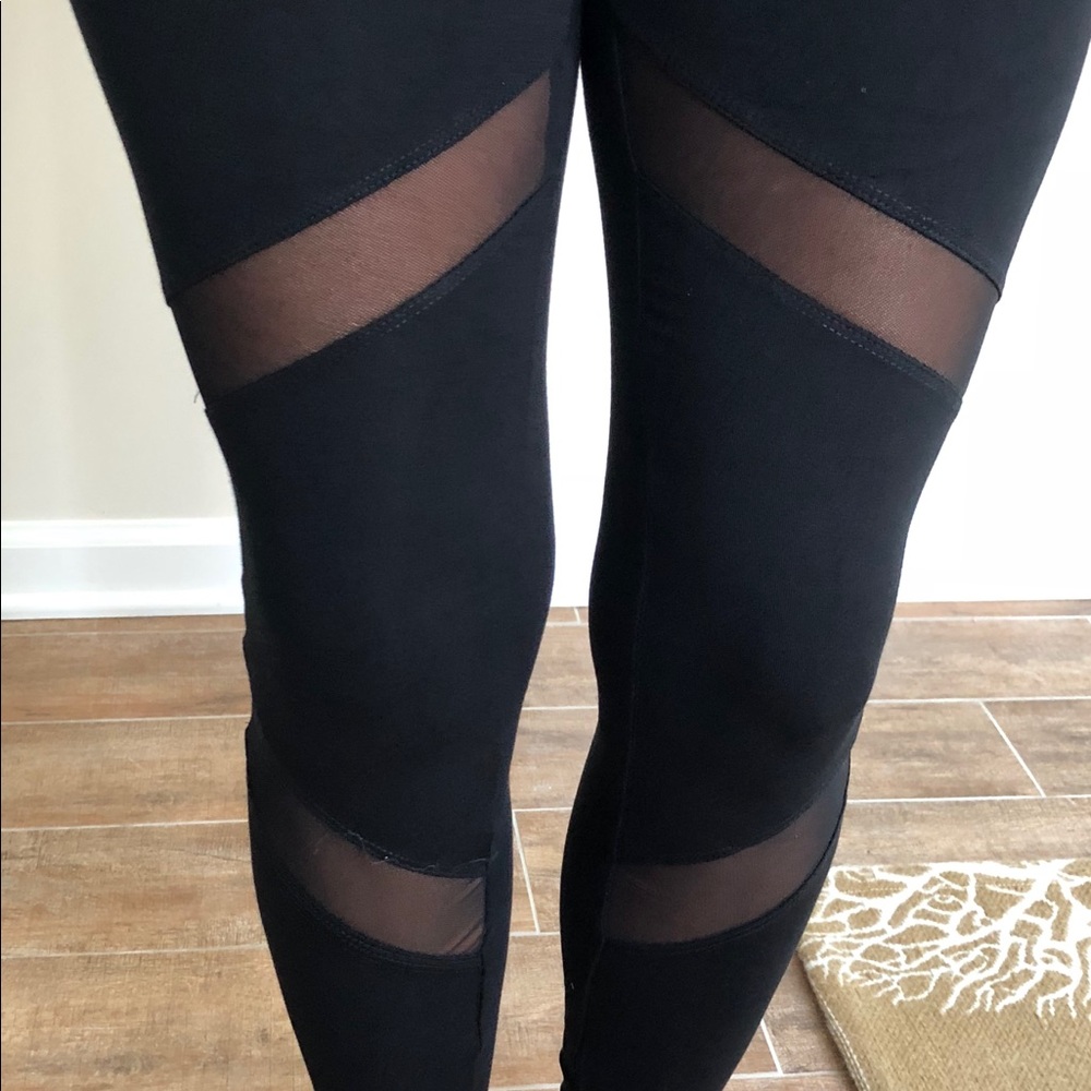 Black Mesh Insert Skinny Leggings